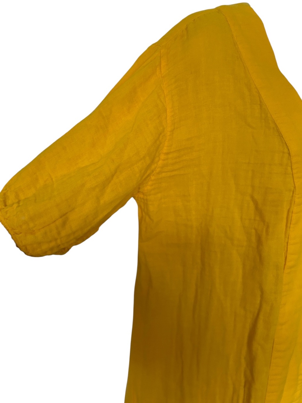 LAKE Marigold Cotton Gauze Midi Dress V Neck Puff Sleeve Resort Excellent XL - Picture 4 of 11
